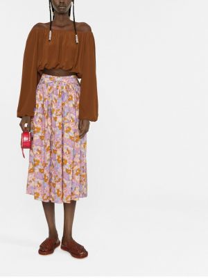 Květinové midi sukně s potiskem Zimmermann fialové