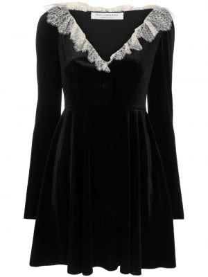 Коктейлна рокля с v-образно деколте с дантела Philosophy Di Lorenzo Serafini черно