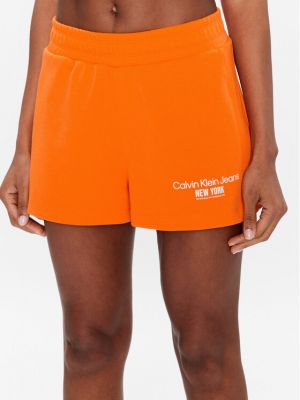 Αθλητικά σορτς Calvin Klein Jeans πορτοκαλί