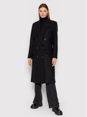Vlněný zimní kabát relaxed fit Gestuz černý