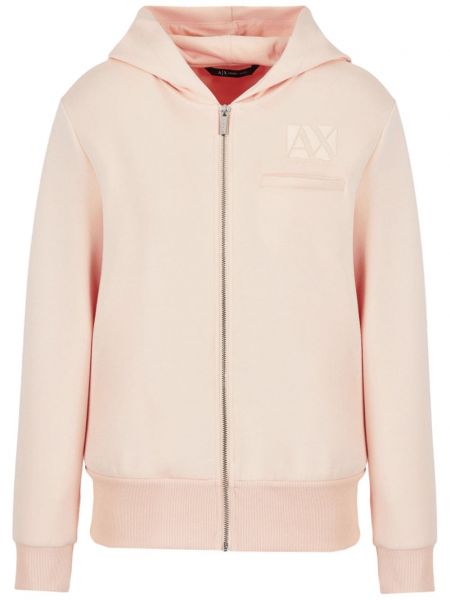 Kapučdžemperis ar rāvējslēdzēju ar apdruku Armani Exchange rozā
