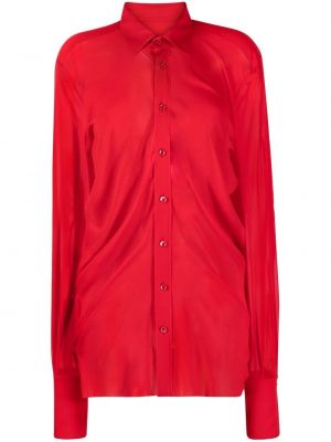 Прозрачна копринена риза Maison Margiela червено
