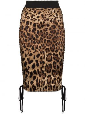 Falda de tubo ajustada con estampado leopardo Dolce & Gabbana marrón