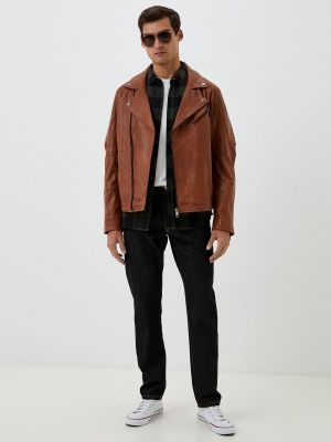 Кожаная куртка Urban Fashion For Men коричневая