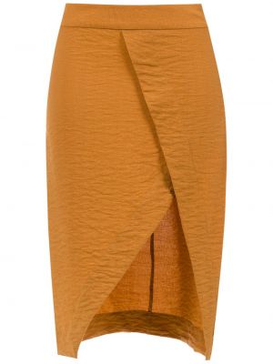 Sukně s rozparkem s vysokým pasem na zip Olympiah - žlutá
