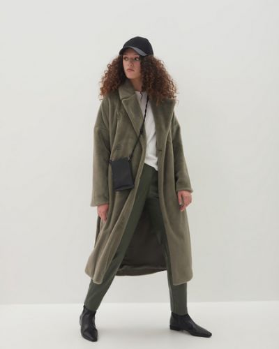 Плюшевое пальто Zarina, зеленое