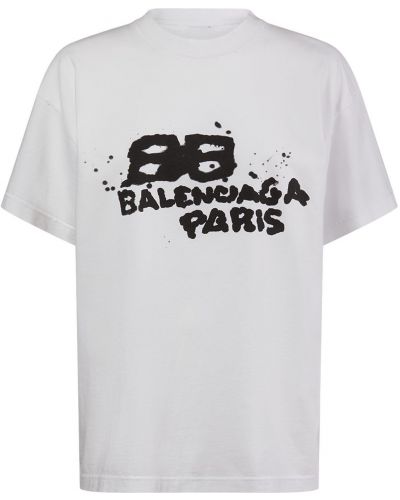 Kokvilnas t-krekls Balenciaga balts