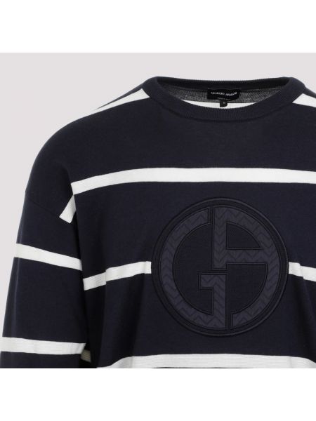 Suéter de cachemir de algodón con estampado de cachemira Giorgio Armani azul