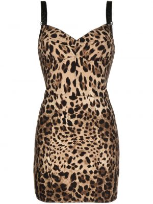 Večerna obleka s potiskom z leopardjim vzorcem Dolce & Gabbana črna