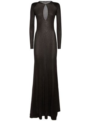 Sukienka długa z wiskozy z dżerseju Tom Ford czarna