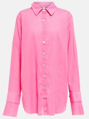 Camicia di lino di cotone Bananhot rosa