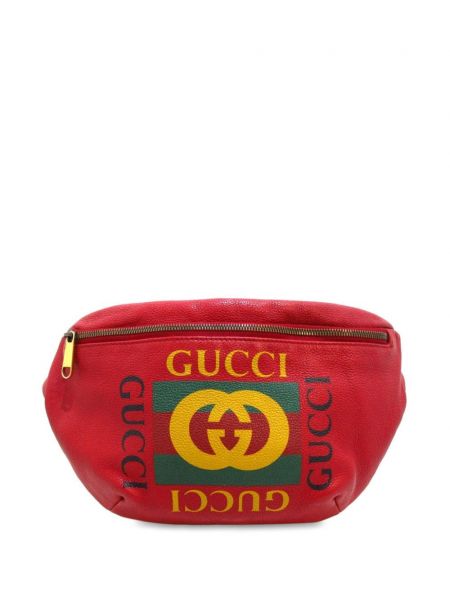 Iš natūralios odos diržas Gucci Pre-owned raudona