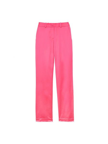 Satynowe proste spodnie Ines De La Fressange Paris różowe