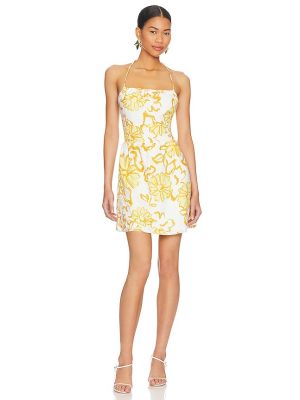 Mini vestido de flores con estampado Faithfull The Brand amarillo