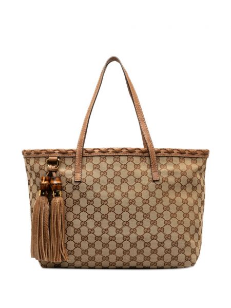 Bambusová nákupná taška Gucci Pre-owned hnedá