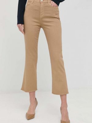 Marella pantaloni femei, culoarea bej, drept, high waist