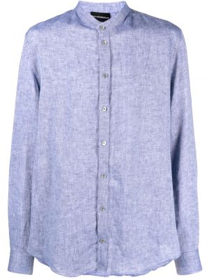 Lininė marškiniai Emporio Armani mėlyna