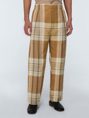 Pantaloni a quadri plissettati Lemaire beige