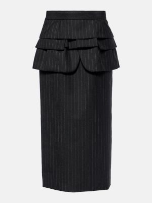 Pruhovaná vlnená midi sukňa Sacai čierna