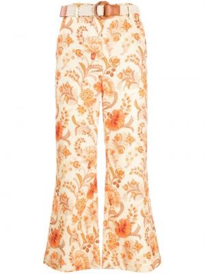 Lanene hlače s cvjetnim printom s printom Zimmermann