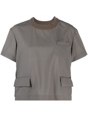 T-shirt con scollo tondo Sacai grigio