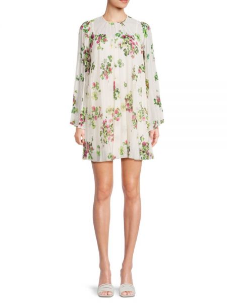 Плиссированное мини-платье с цветочным принтом Redvalentino, Ivory Multi