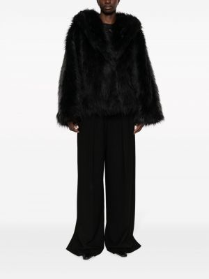 Manteau de fourrure à capuche Alberta Ferretti noir