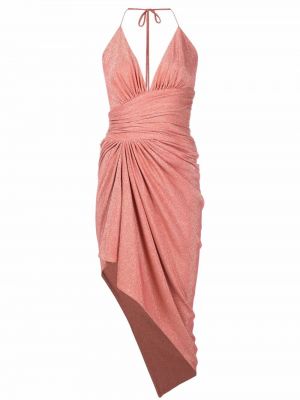Růžové asymetrické koktejlové šaty jersey Alexandre Vauthier