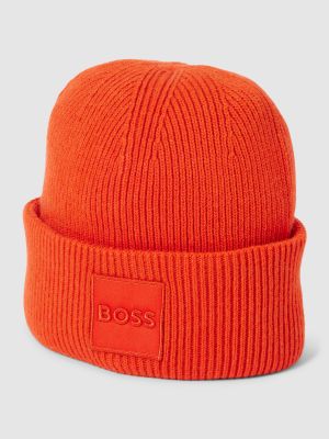 Dzianinowa czapka Boss pomarańczowa