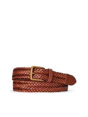Cinturón de cuero con trenzado Polo Ralph Lauren marrón