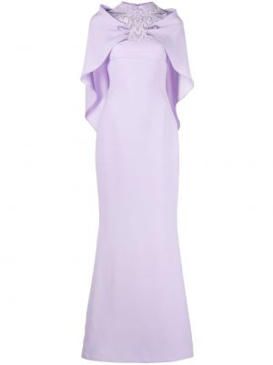 Вечерна рокля на цветя с дантела Saiid Kobeisy виолетово