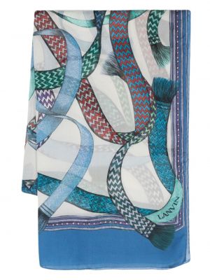Sciarpa di seta con stampa Lanvin blu