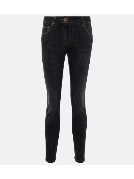 Høy midje skinny jeans Brunello Cucinelli svart