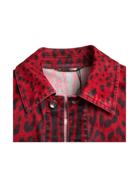 Kurtka jeansowa w panterkę Dolce And Gabbana czerwona