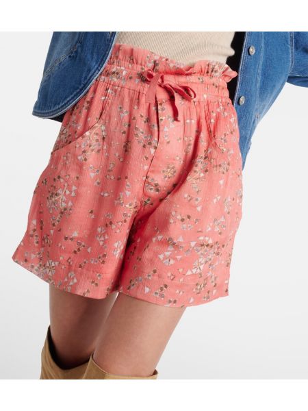 Shorts en soie en coton à fleurs Isabel Marant rose