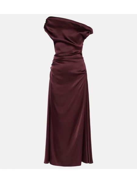 Silke satin midi kjole Staud bourgogne