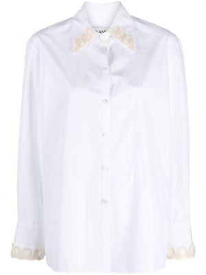 Bombažna srajca z vezenjem Lanvin bela
