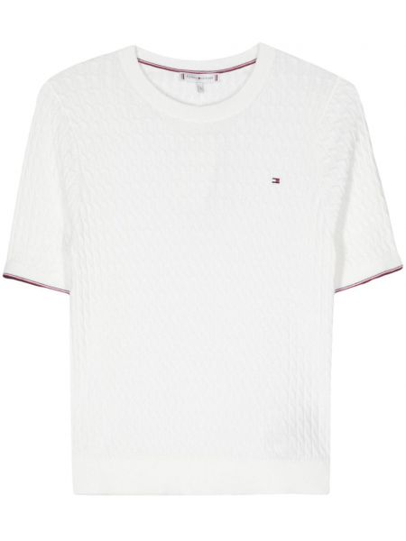 Strikket broderet top Tommy Hilfiger hvid