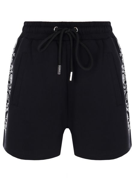 Черные хлопковые спортивные шорты со стразами Philipp Plein