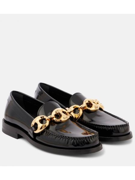 Skinn loafers Gucci svart