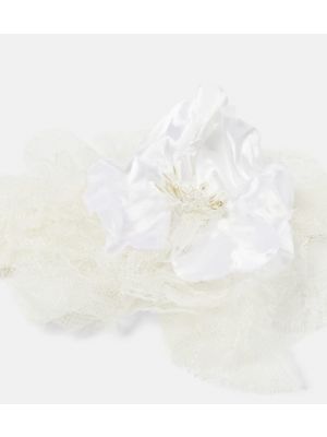 Colier cu model floral din dantelă Dolce&gabbana alb