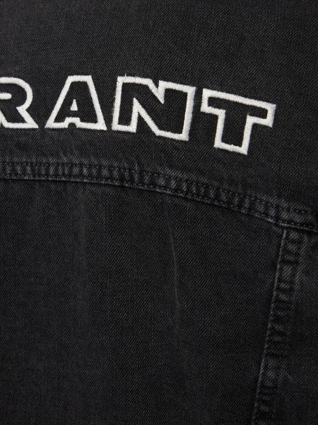 Bavlněná džínová bunda s výšivkou Isabel Marant černá