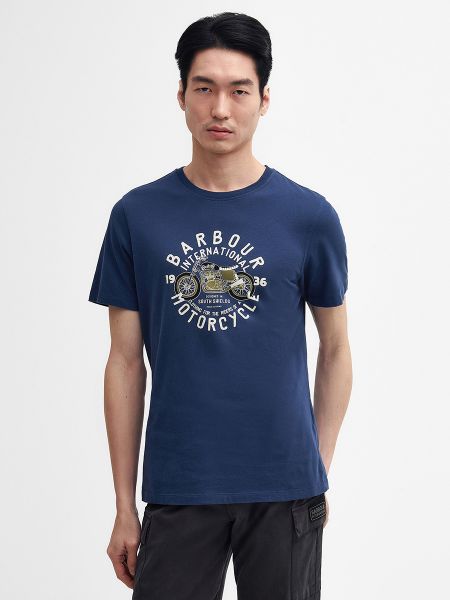 Camiseta con estampado manga corta Barbour azul