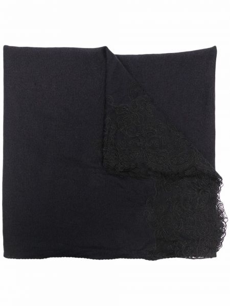 Bufanda de cachemir con estampado de cachemira de encaje Ermanno Ermanno negro