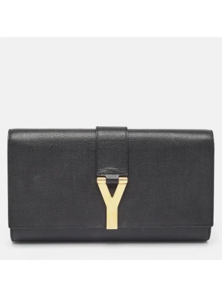 Bolso clutch de cuero retro Yves Saint Laurent Vintage negro