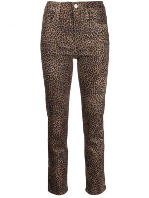 Spodnie skinny slim fit bawełniane klasyczne Frame - brązowy