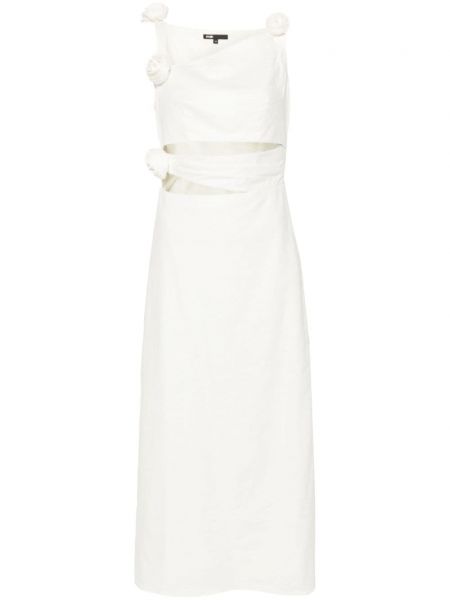 Lanena ravna haljina s cvjetnim printom Maje bijela