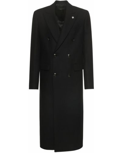Černý flanelový vlněný kabát Amiri