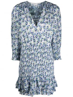 Kvetinové mini šaty s potlačou Veronica Beard modrá