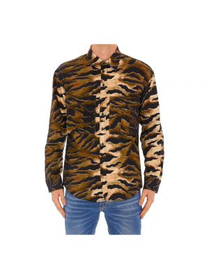 Koszula jeansowa w tygrysie prążki Dsquared2 brązowa